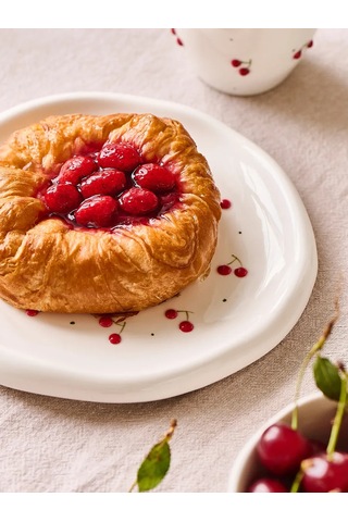 Roomi Kanel Desenli Seramik Düz Tabak 20,5 Cm 471442055 Beyaz