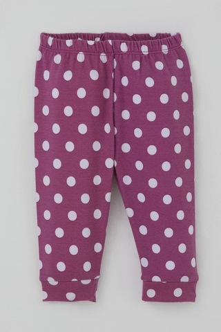 Breeze Kız Bebek Pijama Takımı Omuzdan Patlı Beyaz Puantiye Desenli 4 Ay-1 Yaş, Eflatun Eflatun