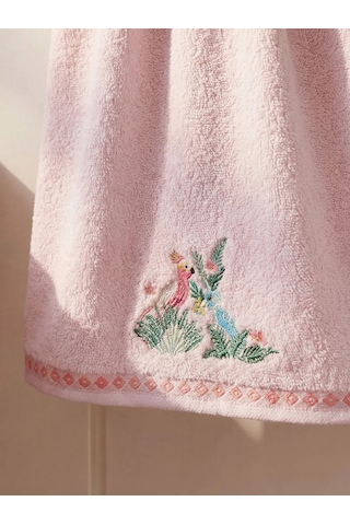 Pembe Nakışlı Pamuklu Yüz Havlusu 50x80 Cm