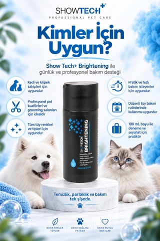 Showtech Brightening Parlatıcı Etkili Kedi Beyaz Köpek Şampuanı 100 Ml - 35:1 Konsantre