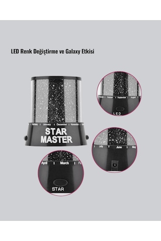 Led Projektör Lamba, Galaxy Efektli Yıldız Yansıtmalı
