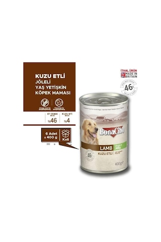 Jöleli Kuzu Etli Yaş Yetişkin Köpek Konserve Maması 400 Gr X 6 Adet