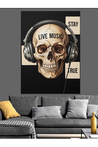 Karizma Tablo Kulaklıklı Canlı Müzik Posteri Dekoratif Kanvas - Mdf Ahşap Tablo
