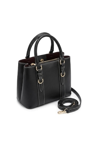 Gurbelle Gürbelle Tekstil / Kumaş Siyah Kilit Detaylı 3 Gözlü Kadın El Ve Çapraz Askılı Çanta 24x18 Cm