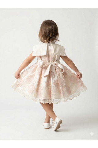 Xo Kids Kız Çocuk Elbise 7-11 Yaş 3713 Bej - Pembe