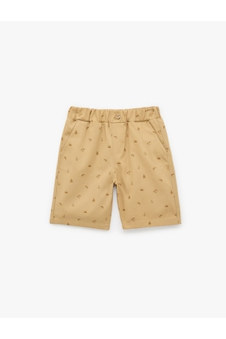 Koton Pamuklu Cepli Beli Lastikli Desenli Gabardin Şort Deve Tüyü Desenli 6skb40172tw Camel