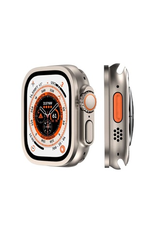 Watch Ultra 49mm N7th Alm-01 Metal Çerçeveli Ekran Koruyucu - Gümüş