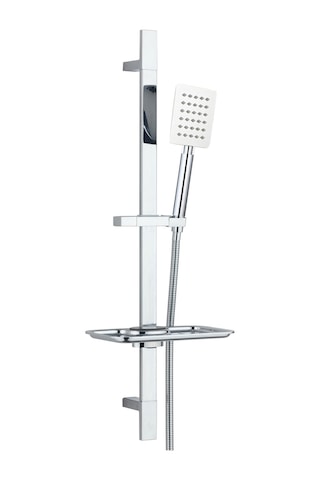 T-may Sart Kare Borulu Hareketli Sürgülü Duş Seti Üst Takımı Krom