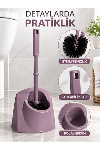 Beylini Tuvalet Klozet Fırçası Seti Wc Banyo Temizlik Fırçası Ve Kabı Mor