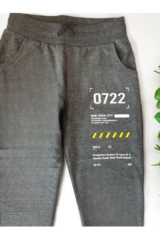 Zekids Erkek Çocuk Run Your City Yazılı Eşofman Alt-14208 Gri