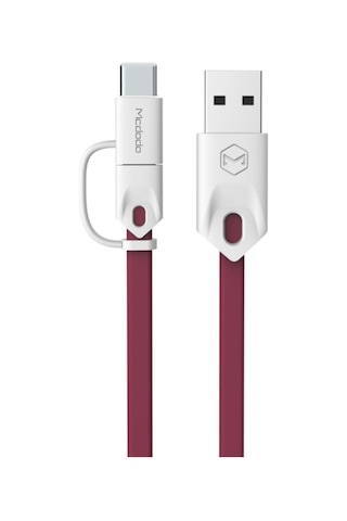 M-data 2in1 Type-c Micro Usb Şarj Data Kablosu Kırmızı