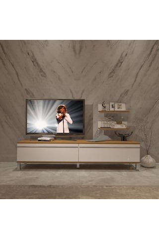 Decoraktiv Eko 4 Mdf Std Krom Ayaklı Tv Ünitesi Tv Sehpası Pera - Beyaz