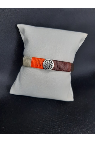 Mryart Unisex Suni Deri İpli Metal Detaylı El Yapımı Bileklik Unisex Çok Renkli