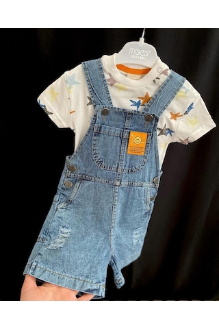 Minaz Baby T-shirt Kot Tulum Takım Mavi