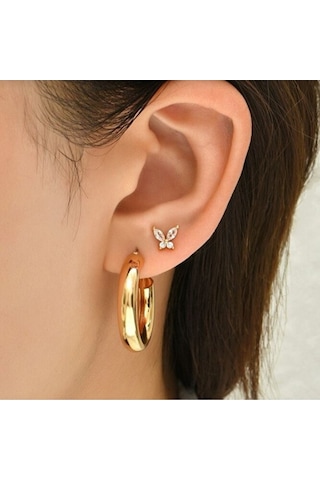 Heppii Gold Renkli Kelebek Helix Piercing Tragus Lob Conch 8 Mm Altın