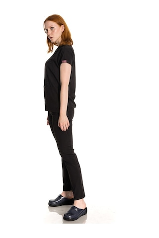 Unisex Likralı Siyah Doktor / Hemşire Forması