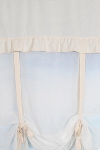 Naturel Potlu Tül Perde Retro Krem Fırfırlı Krem