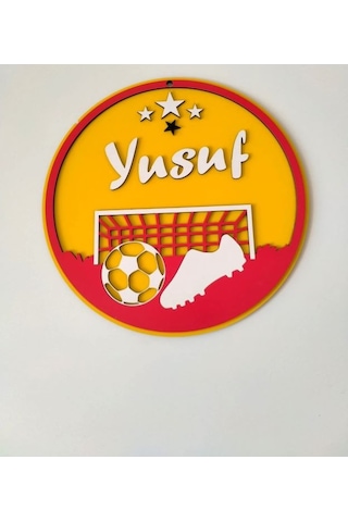 Kapı Süsü Yuvarlak Ahşap Sarı - Kırmızı