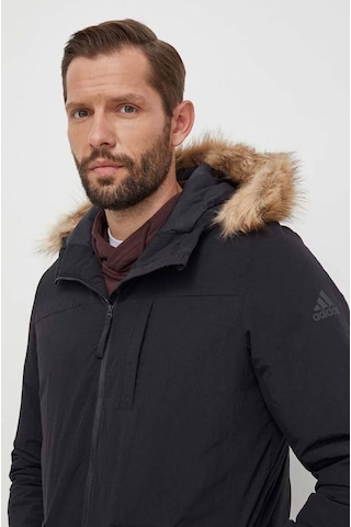 Adidas Paveric Fur Parka Opsiyonel Kürklü Kapüşonlu Regular Fit Uzun Erkek Mont Siyah Siyah