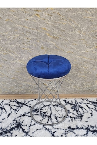 Yuvarlak Krom Kaplama Puf Oturak - Bench - Ayak Ucu Oturak - Tabu Çok Renki