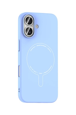 iPhone Uyumlu 16 Kılıf M-safe Şarj Özellikli Kamera Korumalı Ata Elio Sert Pc Kapak - Açık Mavi Çok Renkli