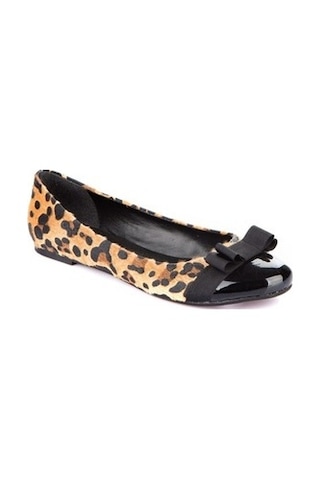 Fox Shoes Siyah/Leopar Kadın Babet 9726019502 Siyah