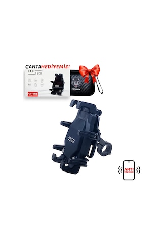 Ct-m18 Telefon Tutucu Titreşim Önleyici Motosiklet Gidon Montajlı 8 Pençeli Siyah Su Geçirmez Siyah