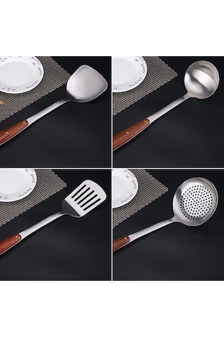 Sones 304 Paslanmaz Çelik Ahşap Saplı Mutfak Eşyaları Ev Mutfak Ekipmanları, Stil: Kızarmış Spatula