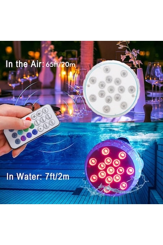 15 Led Su Altı Havuz Lambası, 16 Renk Su Altı Gölet Lambası, Vantuzlu Ip68 Su Geçirmez Küvet Lambası, Çeşmeler, Akvaryumlar İçin