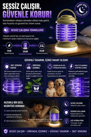 Usb Şarjlı Led Sivrisinek Öldürücü Kamp Lambası Uv Mor Işıklı Elektrikli Sinek Kovucu Bahçe Balkon Ç