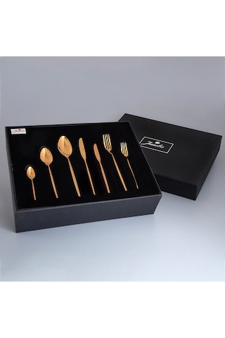 Jumbo 5900 Infinity Titanyum Bronz 12 Kişilik 84 Parça Çatal Kaşık Bıçak Takımı Titanyum Bronz