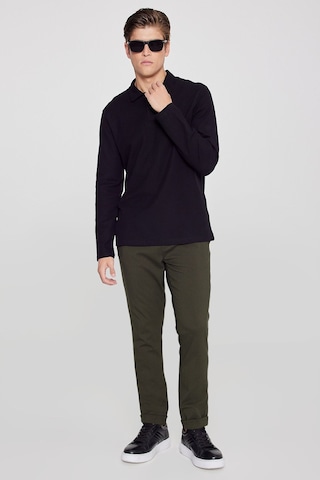 Erkek Sıyah %100 Pamuk Slim Fit Dar Kesim Polo Yaka Jakarlı Triko Tişört Siyah