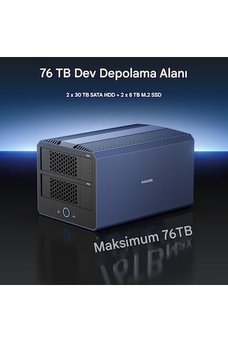 Acasis Ec4501 Thunderbolt 4 40gbps, 2x 2.5"/3.5" Hdd, 2x M.2 Nvme Ssd Yuvası, Max.76tb Kapasite, 4 Raıd Modu, 8k 60hz, Dahili Akıllı Fan, Type-c, Alüminyum Raıd Disk İstasyonu Ec4501