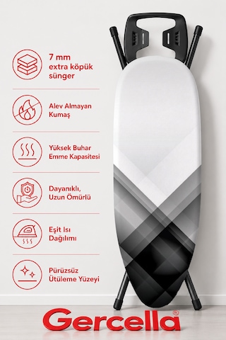Hediyeli Dolce Vita Ütü Masası Kılıfı Bezi Örtüsü Beyaz