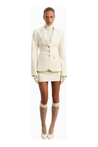 Because Of Alice Single Breasted Cinched Waist Blazer Kadın Ceket Krem