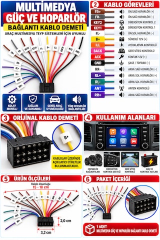 Araç Multimedya Kablo Demeti Universal Güç Hoparlör Direksiyon Kumanda Geri Görüş Kamera Kablosu Araç Multimedya Kablo Demeti Universal Güç Hoparlör Direksiyon Kumanda Geri Görüş Kamera Kablosu