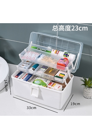 Samdoo Büyük Kapasiteli Ev Tipi Sağlık Kutusu, Çok Katlı Plastik İlaç Saklama Kutusu, Taşıma Koluyla Taşınabilir Beyaz Büyük Boy Beyaz