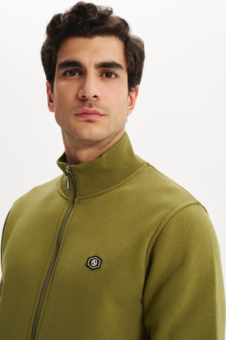 Ar-ma Erkek Örme Sweatshirt Regular Fit 3 İplik Basic Dik Yaka Tam Fermuarlı Cepli %70 Pamuk %30 Polyester K30324650702 Haki-h5 Haki