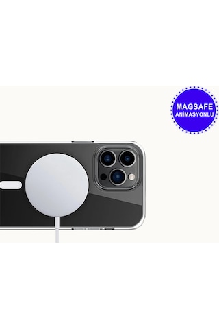 Apple Uyumlu iPhone 13 Pro Max Animasyonlu Sararmaz Magsafe Kılıf Şeffaf