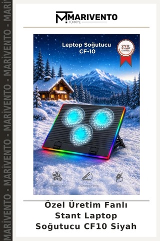 Özel Üretim Fanlı Stant Laptop Soğutucu Cf10 Siyah
