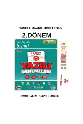 Tonguç 5. Sınıf Yazılı Denemeleri 2. Dönem 1 Ve 2. Yazılı 2025 Emoji Kalem + Ayraç Hediyeli 2025