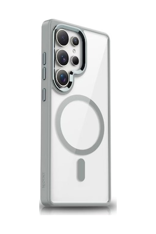 Samsung Uyumlu Galaxy S25 Ultra Kılıf Magsafe Şeffaf Arka Yüz Kamera Yükseltili Silikon Heptek İletişim Gri