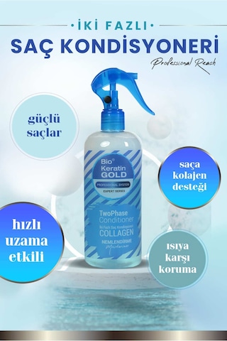 Bio Keratin Gold Kolajenli Çift Fazlı Fön Suyu 400 ML