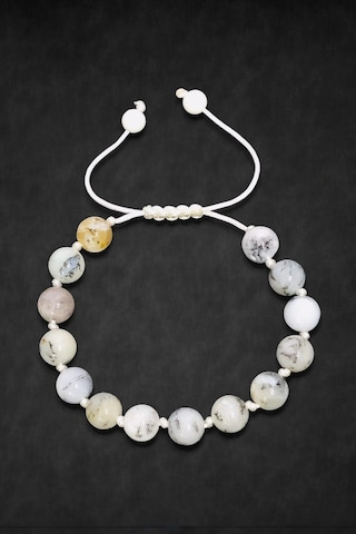 Merlinit Bileklik Dendritli Opal Makrome Ayarlı 546-1 Beyaz