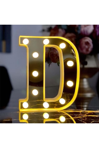 Dekoratif Led Işıklı 3D D Harfi Büyük Boy Organizasyon Doğum Günü Kutlama