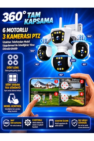 Ioma Sg407 4 Kameralı 3ptz'li 4g Solar Güvenlik Kamerası 10x Zoom Hieasy