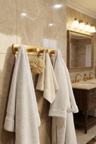 4'lü Premium Gold Alüminyum Banyo Mutfak Havlu Bornoz Askısı Yapışkanlı Altın