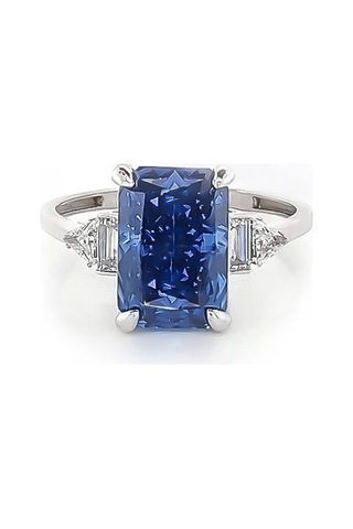 14k Altın Mavi Radyant Yüzük