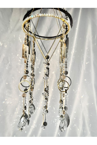 Gold Kristal Güneş Yakalayıcı Suncatcher Özel Kesim Kristal Pencere Süsü Ve Çok Amaçlı Avize Tek Parça