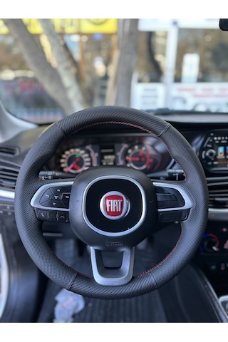 Fiat Egea Araca Özel Direksiyon Kılıfı Nokta Karbon Kırmızı Diki